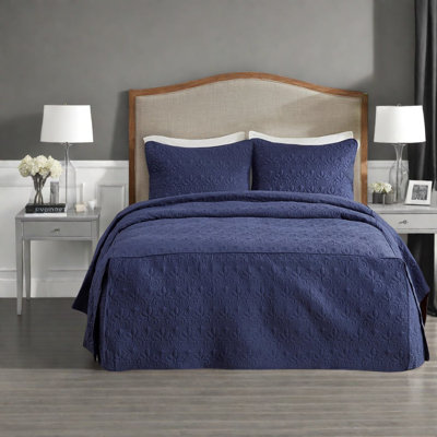 Ensembles de literie matelassés en microfibre douce, grand bleu marine, style chalet avec traitement antimicrobien