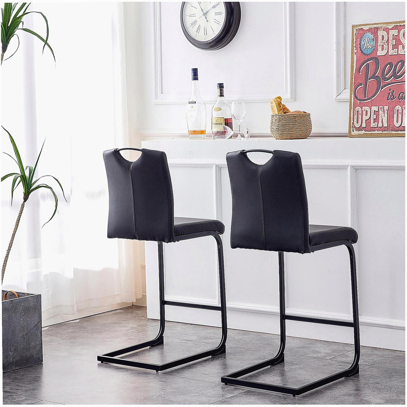 Black PU Barstool Dining Chair 2-piece set