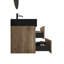 Meuble-lavabo 24 po avec lavabo une pièce noir mat, conception de grille unique, tiroirs muraux flottants en chêne flottant à fixation murale de couleur noyer, esthétique moderne