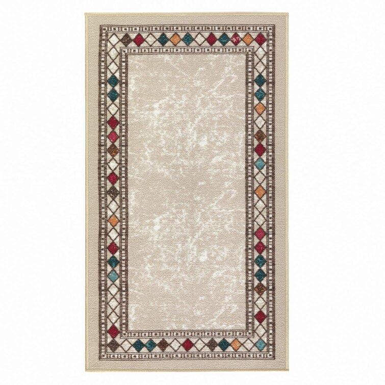 Foundry Select Melgoza Modern Bordered 2X4 Non-Skid (Non-Slip) Low Profile  Pile Rubber Backing Kitchen Area Rugs - ShopStyle