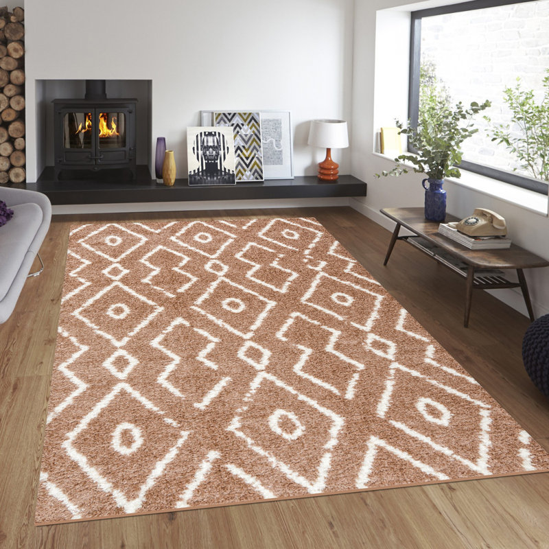 Tapis beige / brun en polypropylène tissé à la machine Carpet, Rectangle 5 pi 3 po x 7 pi 7 po
