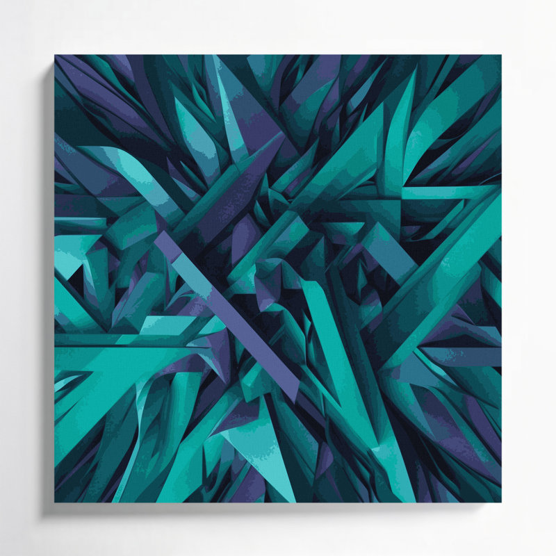 «Geometric Abstraction 73», art mural sur toile bleue, H 8 po x l 8 po