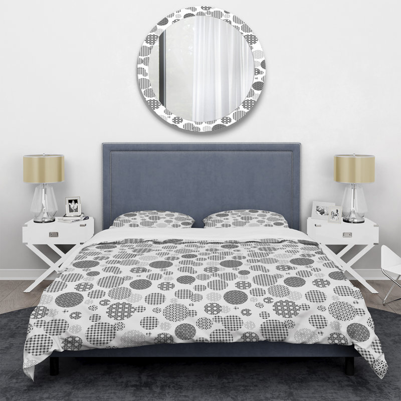 Ensemble de housse de couette en microfibre blanc / brun 3 pièces, Housse de couette pour très grand lit et 2 très