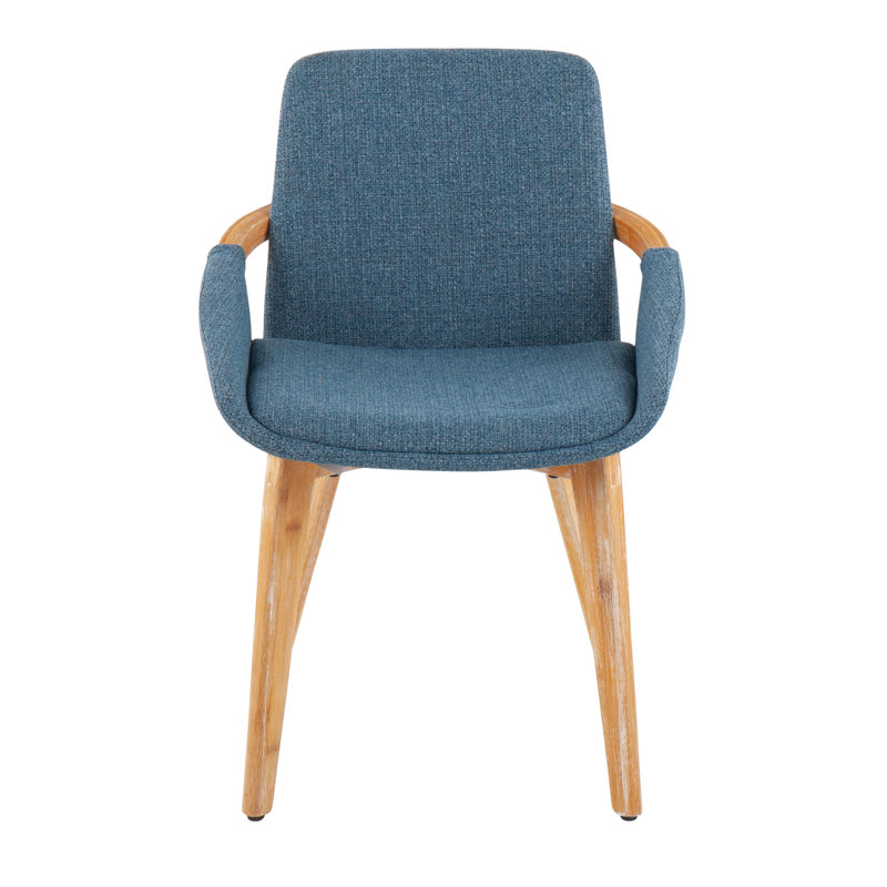 Whitacre 17'' H Upholstered Parsons Chair, Navy, Natural
