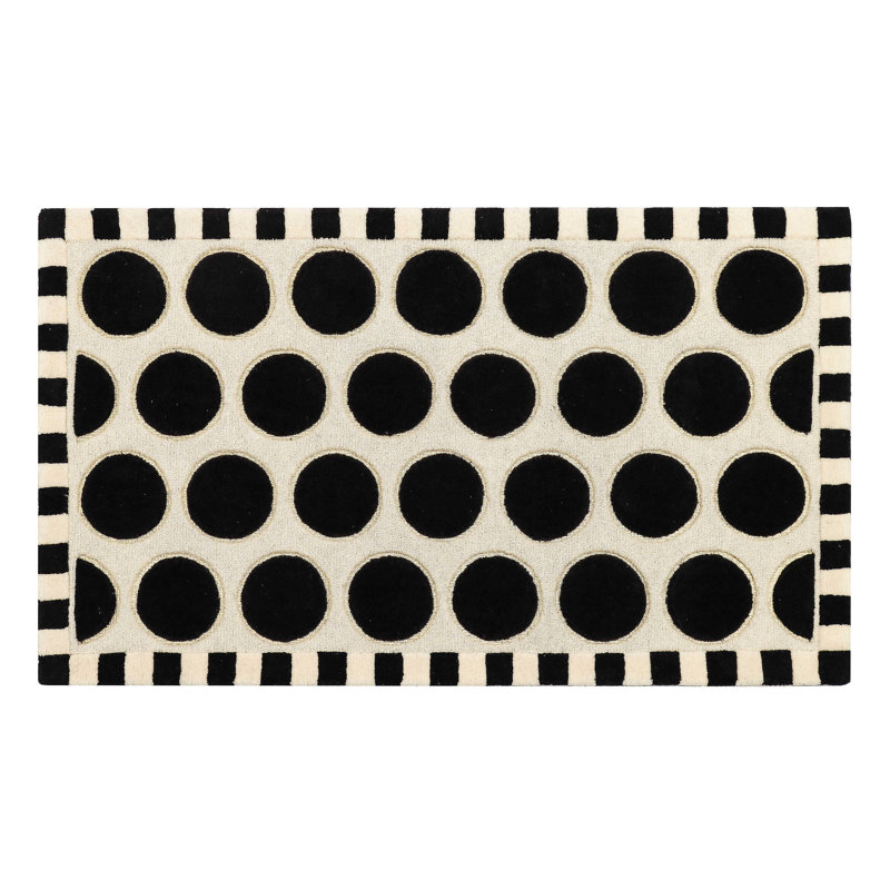 Handmade Black and Ivory Wool Tufted Rug