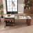 80-Inch Expandable Kitchen Island With Dining Table, Marble-Grain Countertop With Power Outlet, Mobile Storage Cart With Cabinet & 2 Drawers, Walnut Finish Kitchen Prep Table