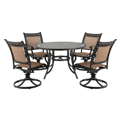 4 - Person Patio Dining Set with Round Table , Cushions Included