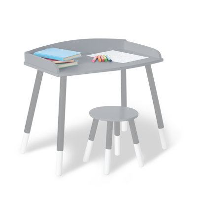 Ensemble de bureau et tabouret d'étude Wildkin - gris avec blanc 