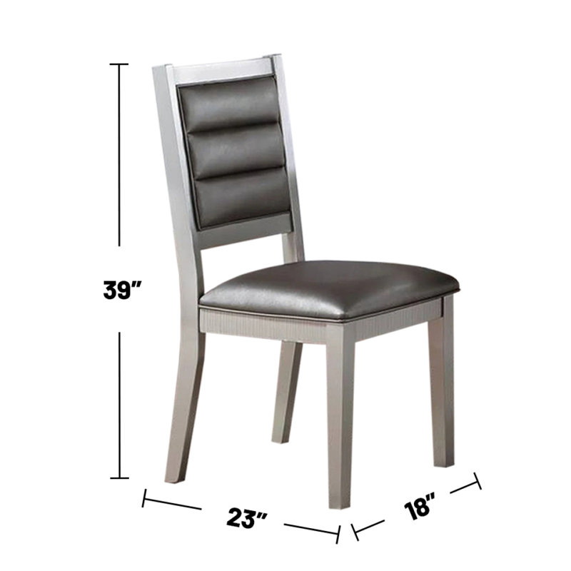 Ensemble de 2 chaises de salle à manger rembourrées en polyuréthane, argent