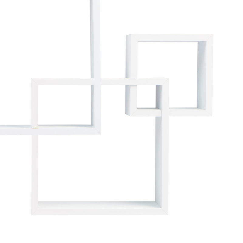 Intersecting Cube Accent Wall Shelf, White , 17.75" H x 25" W x 3.8" D