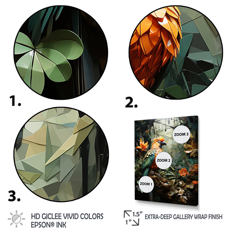 Jungle of Amazonian Dream 1 - Art mural jungle, Cadre flottant noir, H 32 po x l 16 po x P 1 po