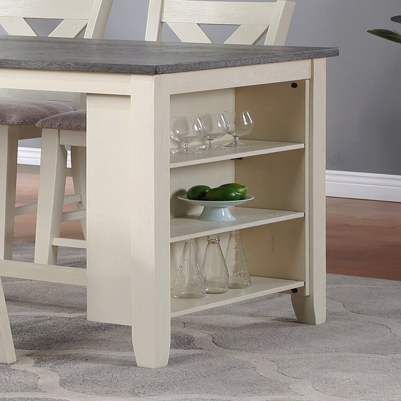 Table de salle à manger à hauteur de comptoir moderne moderne, Blanc cassé