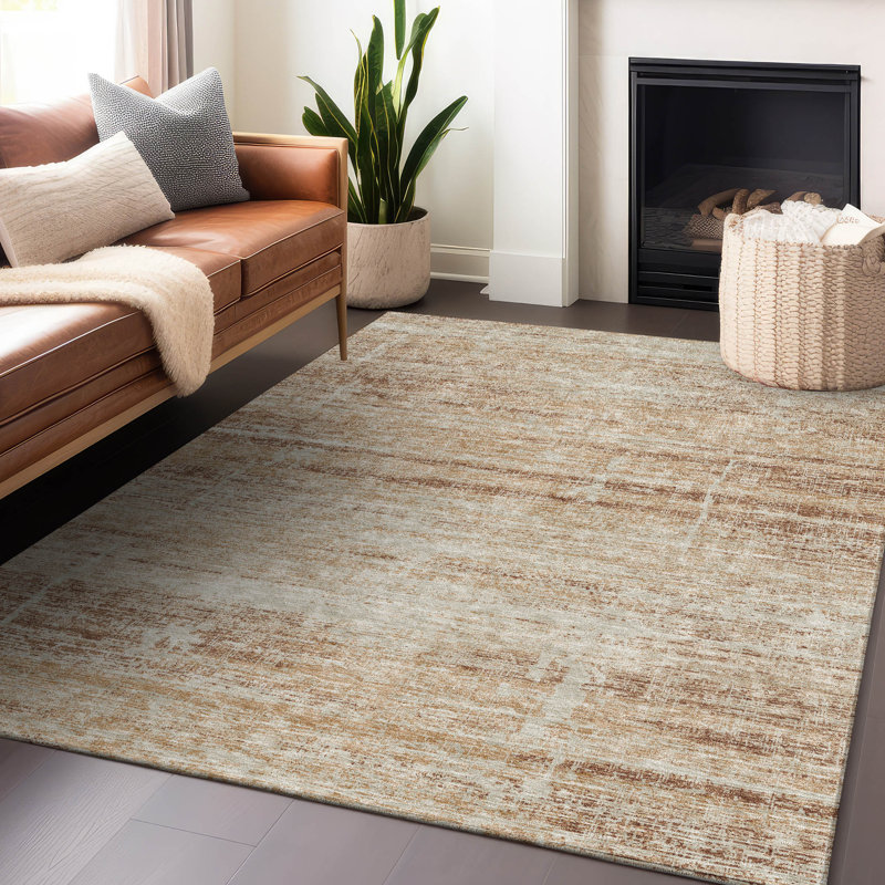 Tapis en cuivre de qualité supérieure lavable à la machine Gerardo, Rectangulaire 3 pi x 5 pi