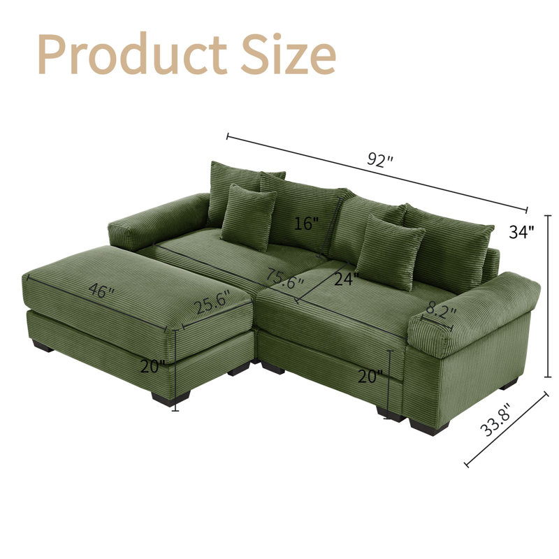 Canapé 92 po, Vert