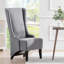 Fauteuil d'appoint à oreilles de 23 pouces de large, siège en velours gris neutre à haut dossier confortable pour le salon et la chambre à coucher-1260956612