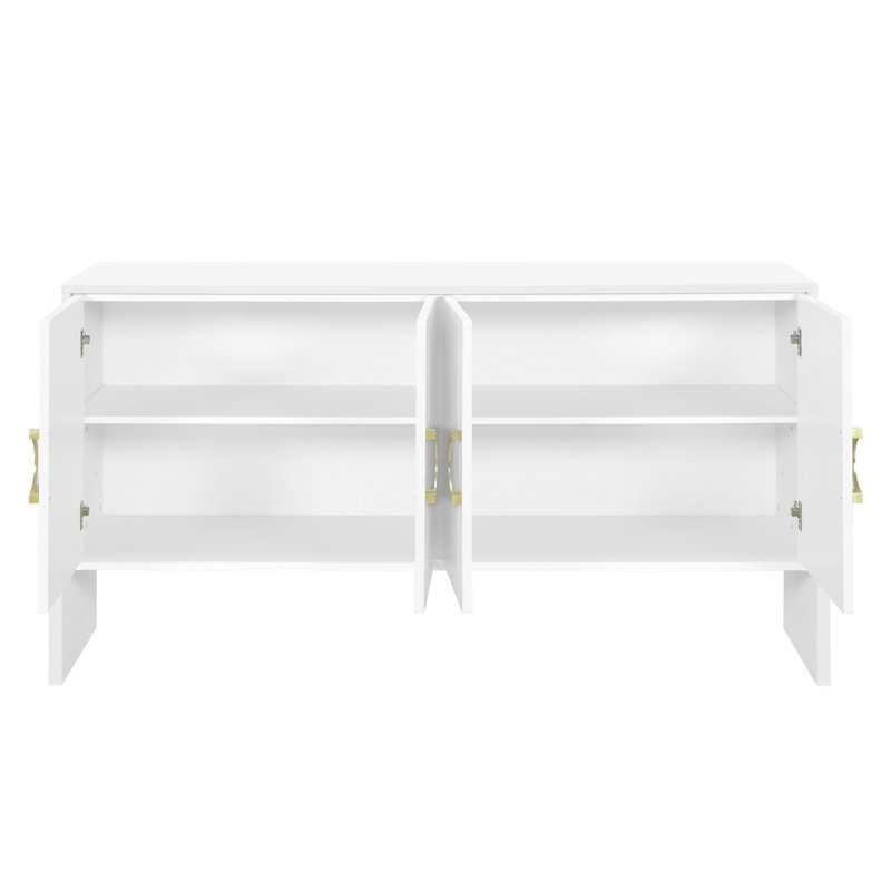 Yisselle 61'' Wide Four-Door Sideboard with Metal Handle and Adjustable Shelf, White