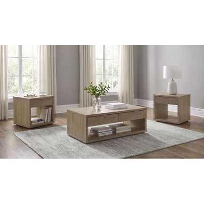 Ingram 3-Piece Coffee And End Table Set With Storage Latte