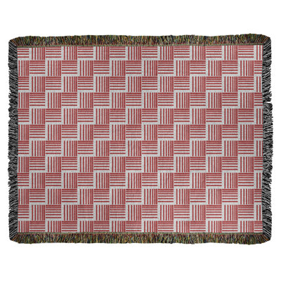 Couverture en coton tissé à rayures classique Basketwoven