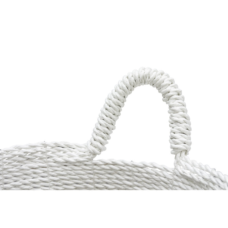Mack + Milo Wicker Decorative Basket, White/Natural, 59cm H x 40cm W x 40cm D