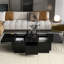 Table basse rectangulaire avec 2 grands tiroirs et compartiments de rangement, plateau extensible caché noir brillant pour le salon,