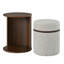 Table d'appoint 2 en 1 avec tabouret intégré, table d'appoint ronde pour canapé avec compartiment de rangement