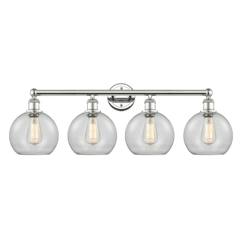 Éclairage pour salle de bain 4 lumières Ellington, Nickel poli, Transparent