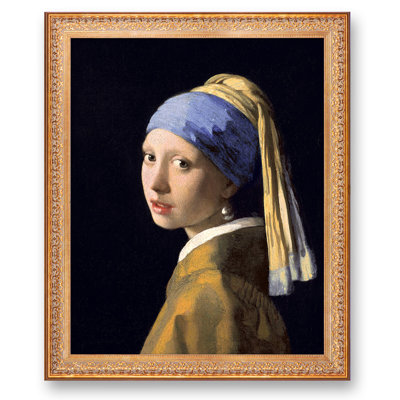 Girl with a Pearl Earring by Johannes Vermeer,Vintage Pattern Frame The World Classic Art Reproductions,Giclee Prints Wall Art for HomeDécor