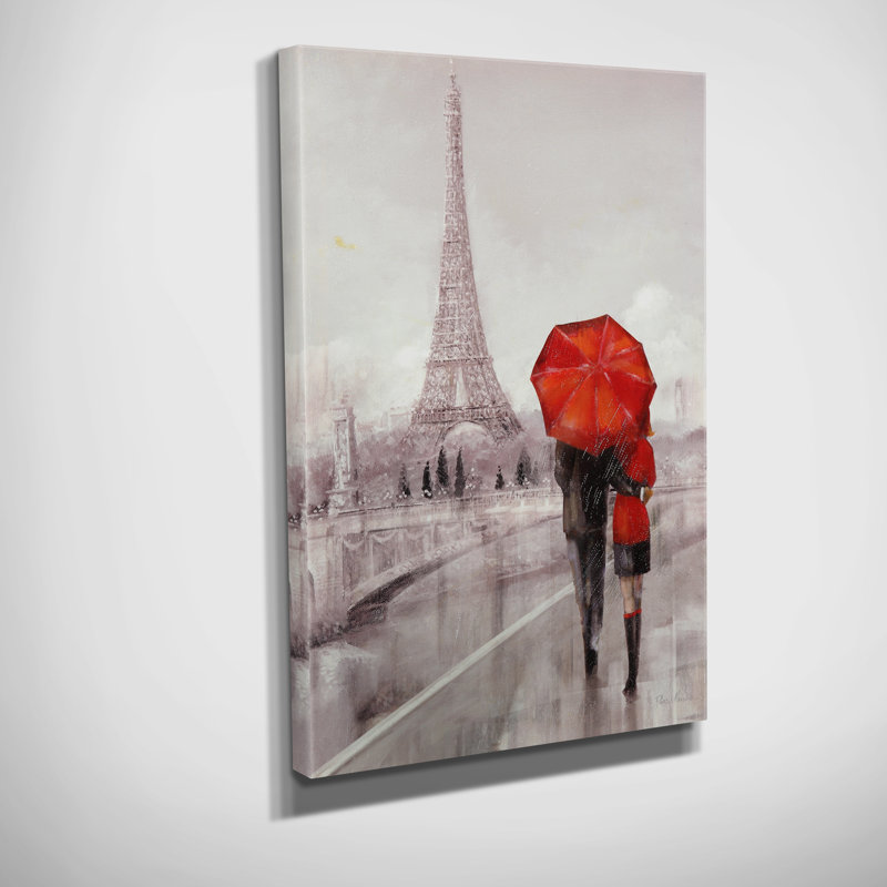 «Moden Couple in Paris» par Ruane Manning - reproduction d'art sur toile, H 18 po x l 12 po x 1,5 po