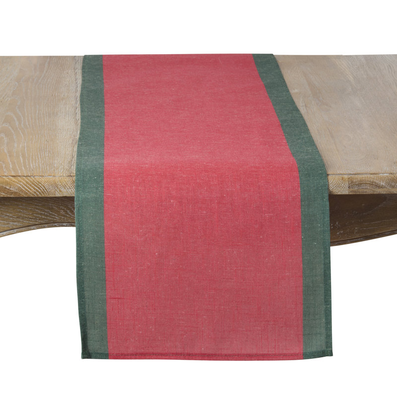 Bordered Linen Blend Table Runner - Decorative Table Runner for Dining Tables, Everyday Entertaining, Kitchen Décor, and Layered Tablescapes