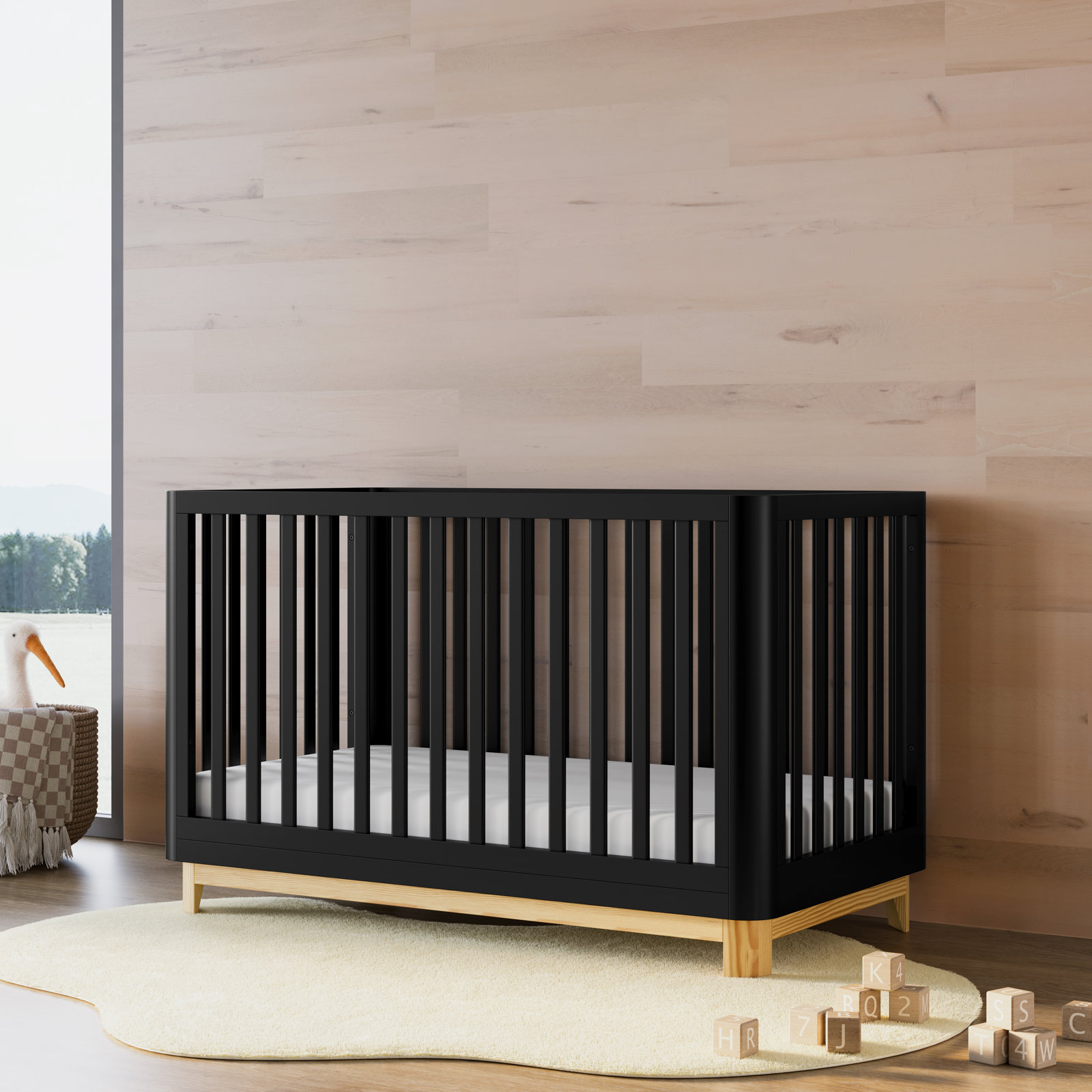 Santos 3-in-1 Standard Convertible Crib, Black