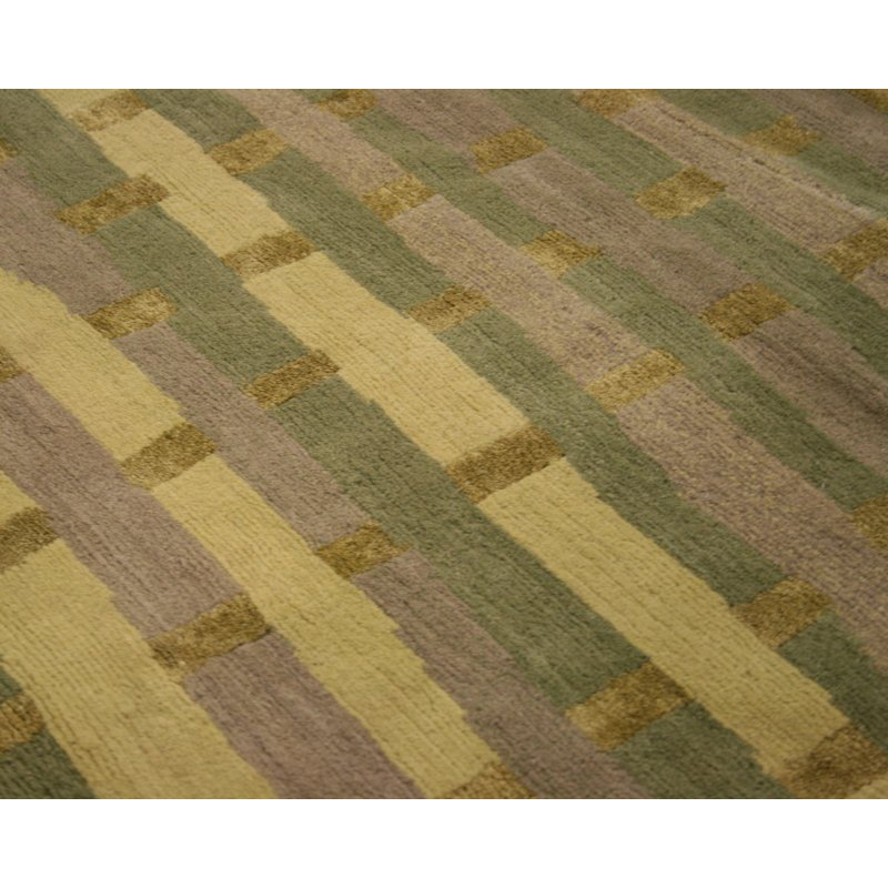 Rag Striped Area Rug in Beige/Green/Gray, Rectangle 3' x 5'