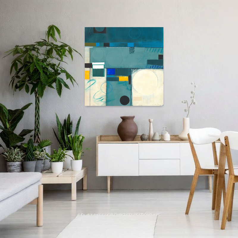 Calypso bleu III, art contemporain abstrait, H 36 po x l 36 po