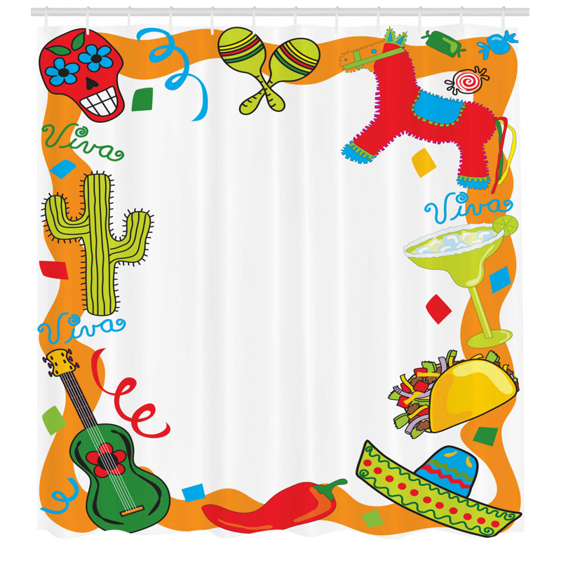 Ensemble de rideau de douche + crochets Fiesta, H 69 po x l 105 po