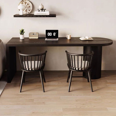 Ensemble de tables de bar droites pour 2 personnes en bois massif noir