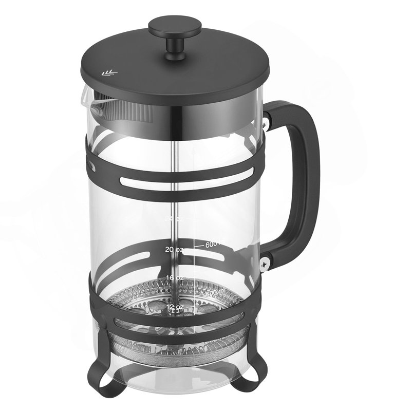 French Press Coffee Maker 34 Oz Borosilicate Glass Coffee Tea Press Silver