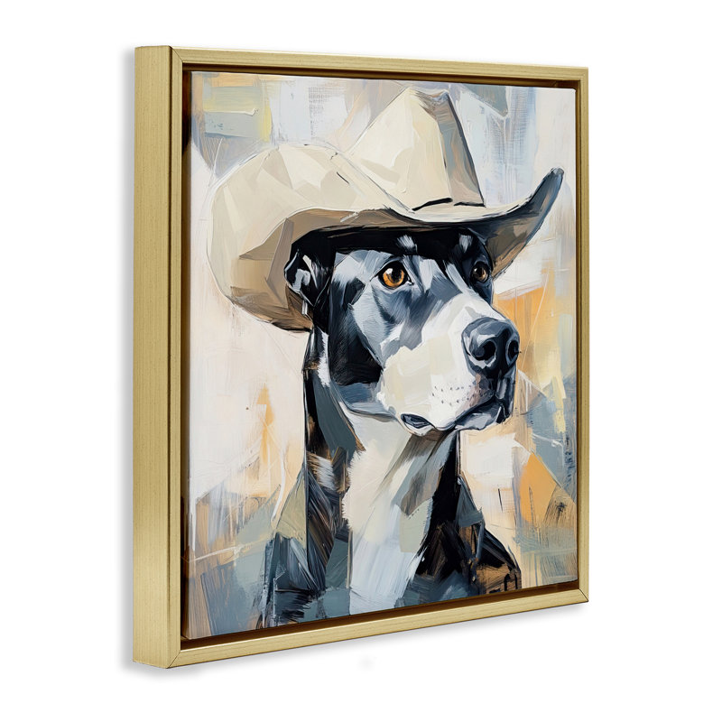 Cadre flottant de chapeau de cowboy Député, créé par Tina LeCour, Cadre flottant métallique doré, H 18 po x l 18 po