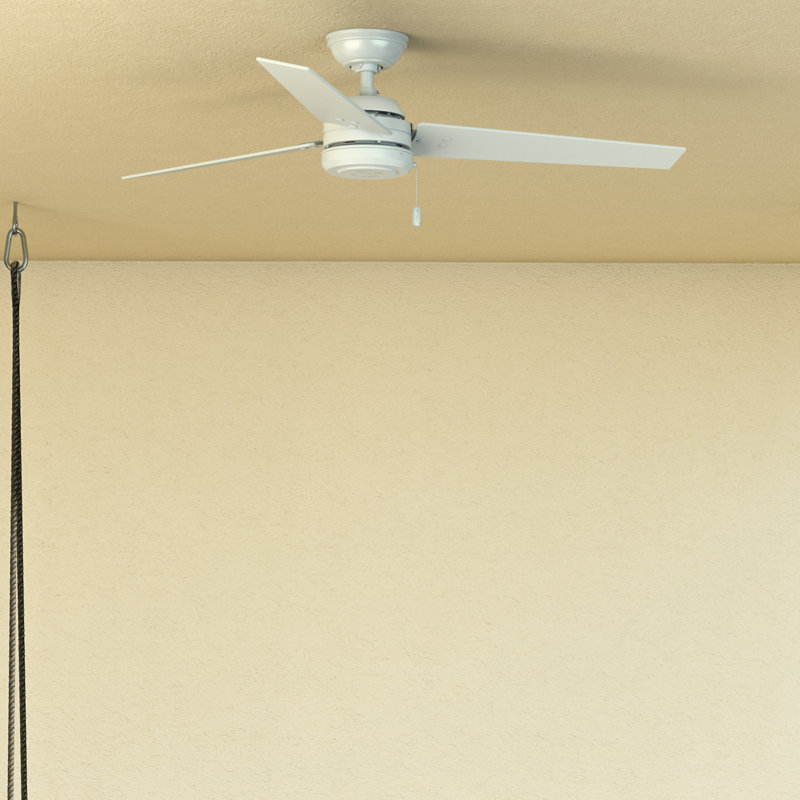 44" Cassius 3 - Blade Outdoor Standard Ceiling Fan with Pull Chain, Fresh White