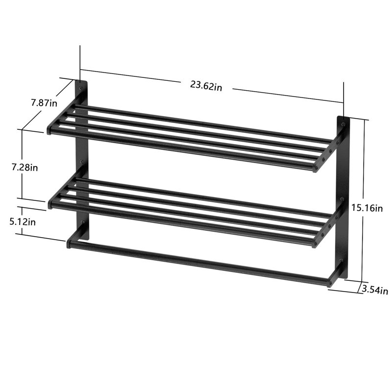 Wall Towel Rack, Matte Black