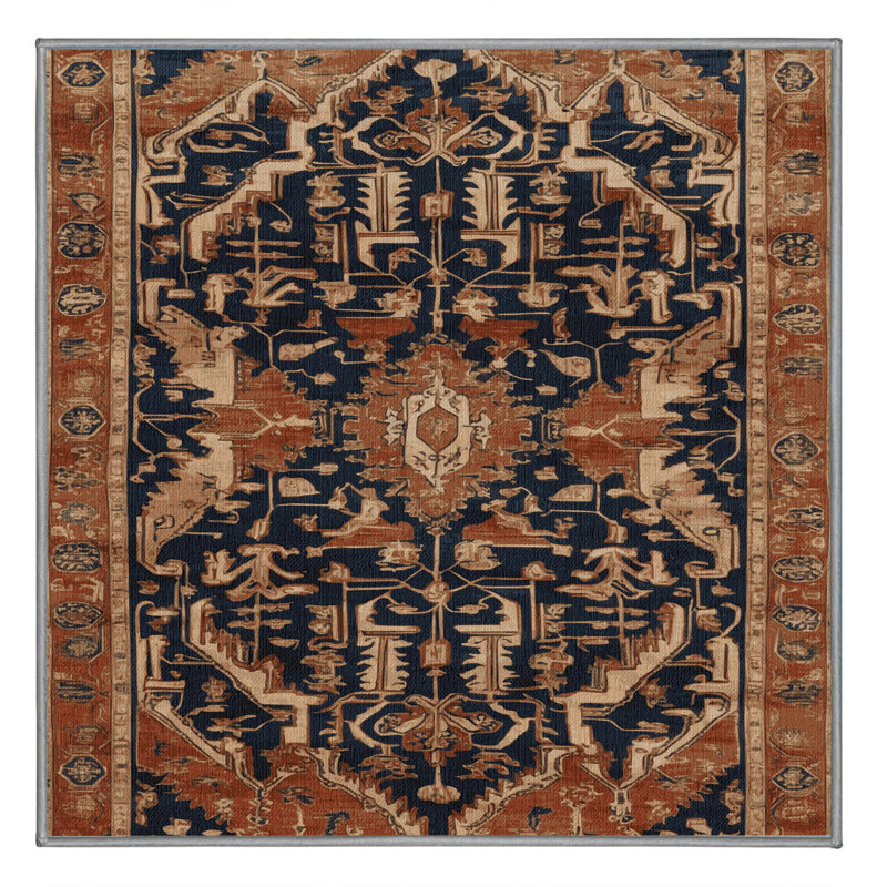 Tapis brun lavable à la machine, Carré 8 pi