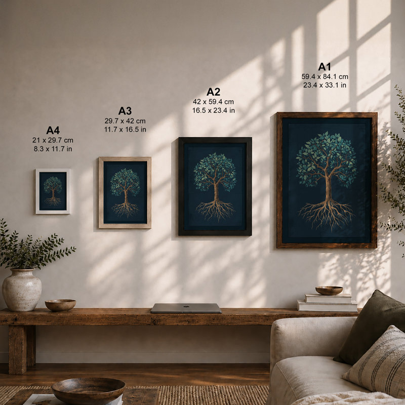 Rooted Tree Botanical - Framed Print, Walnut, A4 - 29.7 x 21.0 cm