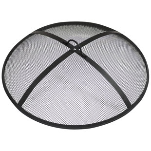 Heavy-Duty Round Steel Mesh Fire Pit Spark Screen with Handle