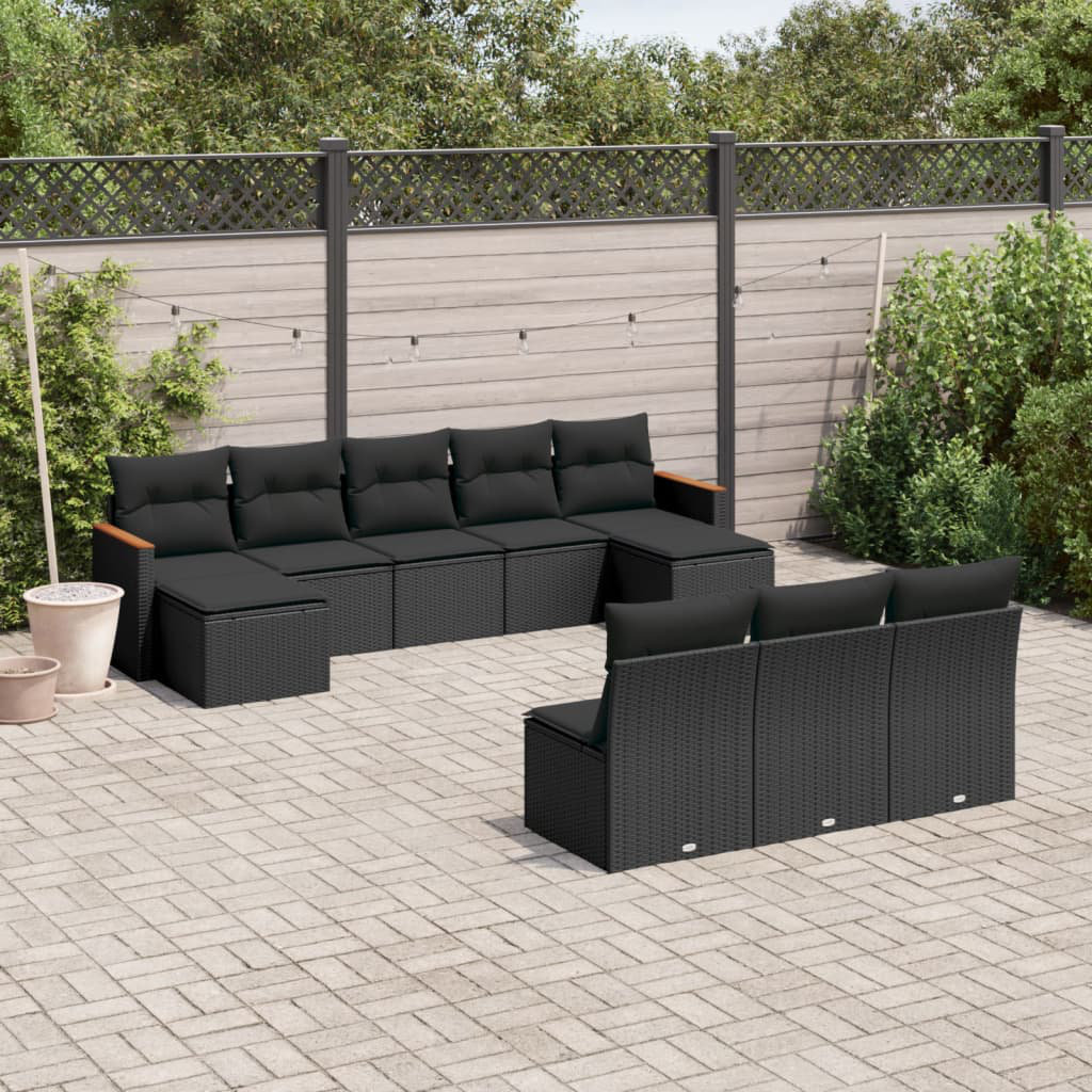 Vidaxl 10-Tlg. Garten-Sofagarnitur Mit Kissen Beige Poly Rattan