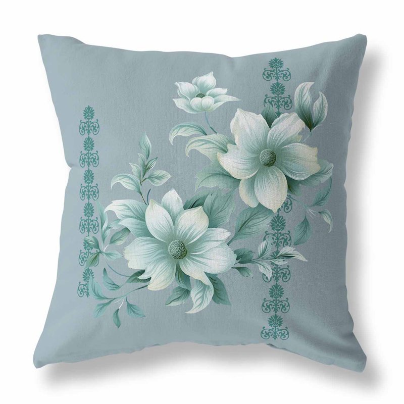 Coussin décoratif réversible intérieur / extérieur Petal Perfection, Motif floral vert, H 20 po x l 20 po