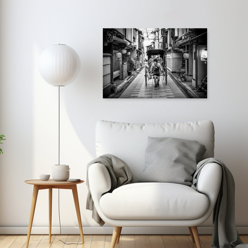 «Rickshaw japonais», impression d'art mural contemporain, H 24 po x l 36 po