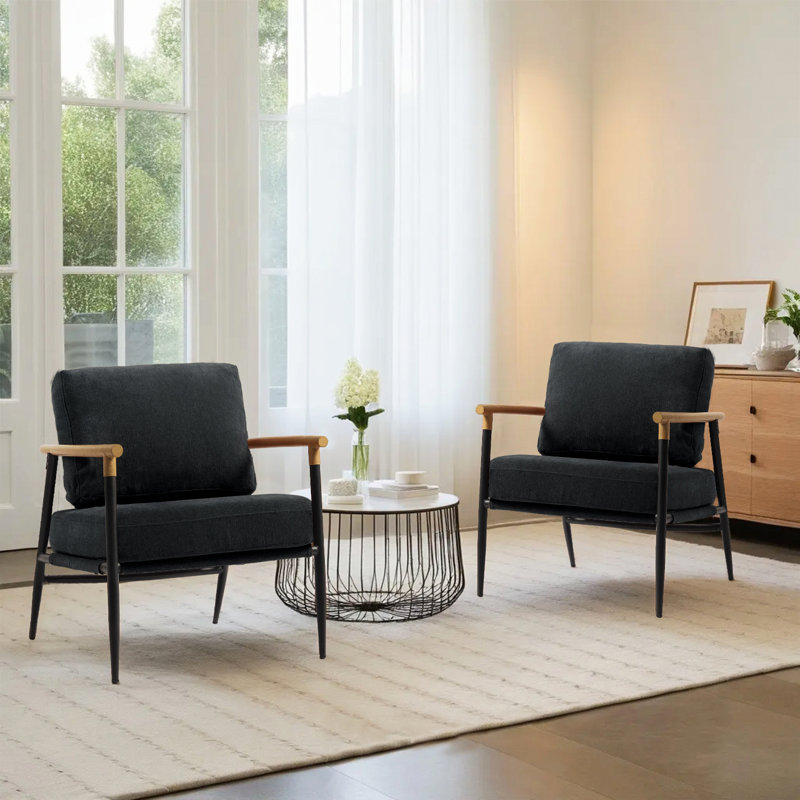 Dajauna 68.8 Cm Wide Armchair, Black Chenille