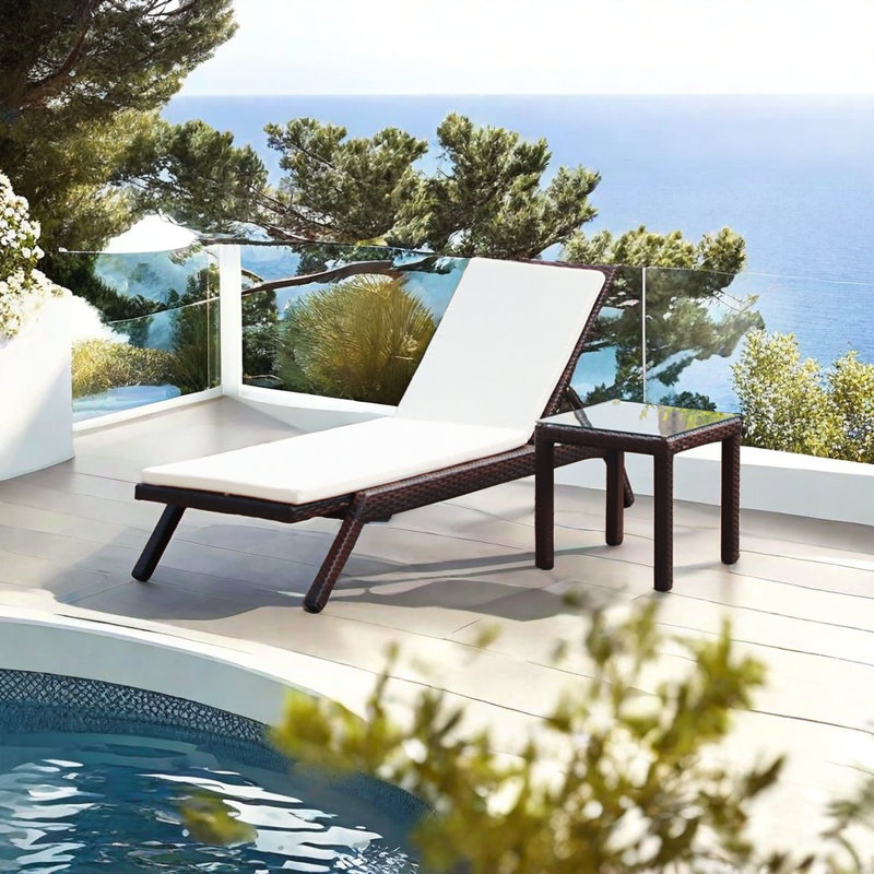 Krashana Outdoor Chaise Lounge Set with Table , Cushion Included