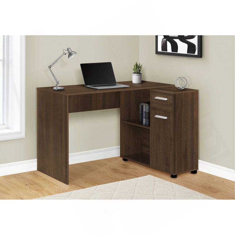Laci L-Shaped Writing Desk, Brown