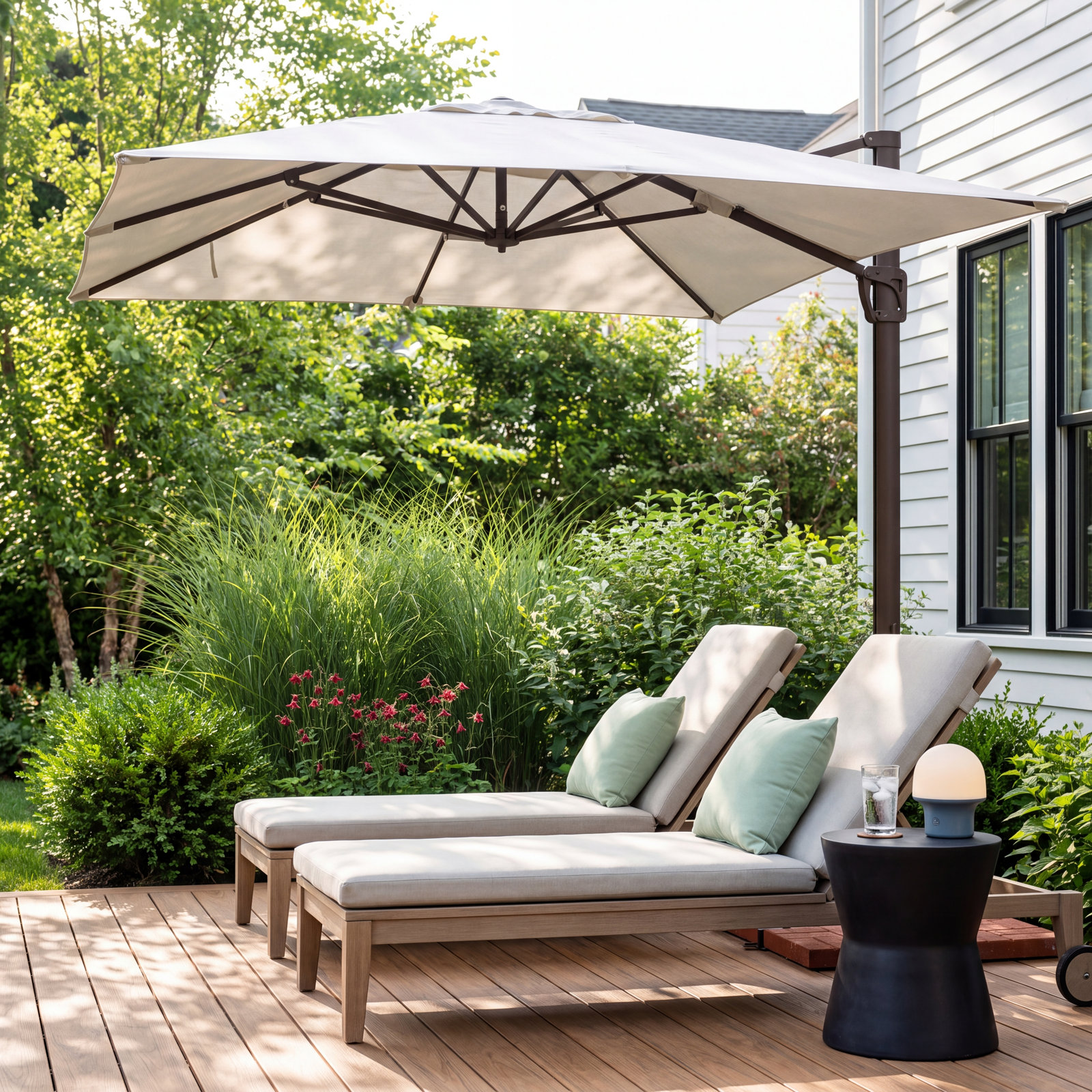 Darel 10' Cantilever Umbrella, Canvas Natural Sunbrella® Canvas, Bronze