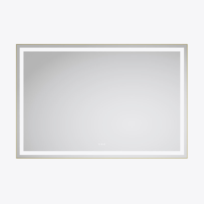 LED Bathroom Mirror with Front-lit, 3 Colors Temperature & Dimmable Light, Matte Black, 48'' x 84''