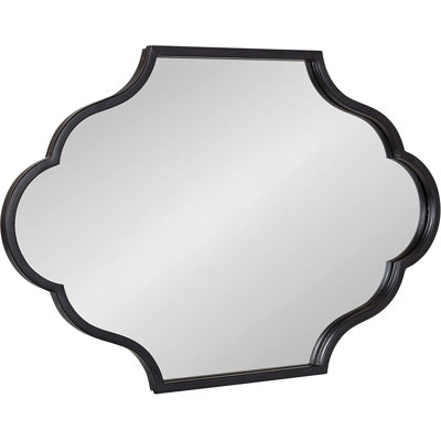 Modern Scalloped Wall Mirror; 20 X 30; Black; Glam Decorative Mirror With Unique Shape